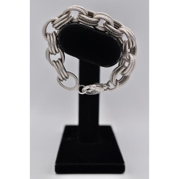 Milor Bronze Italy Vintage Silver Bracelet Linked Chunky Heavy Signed 1980s Bin7 - Picture 1 of 13